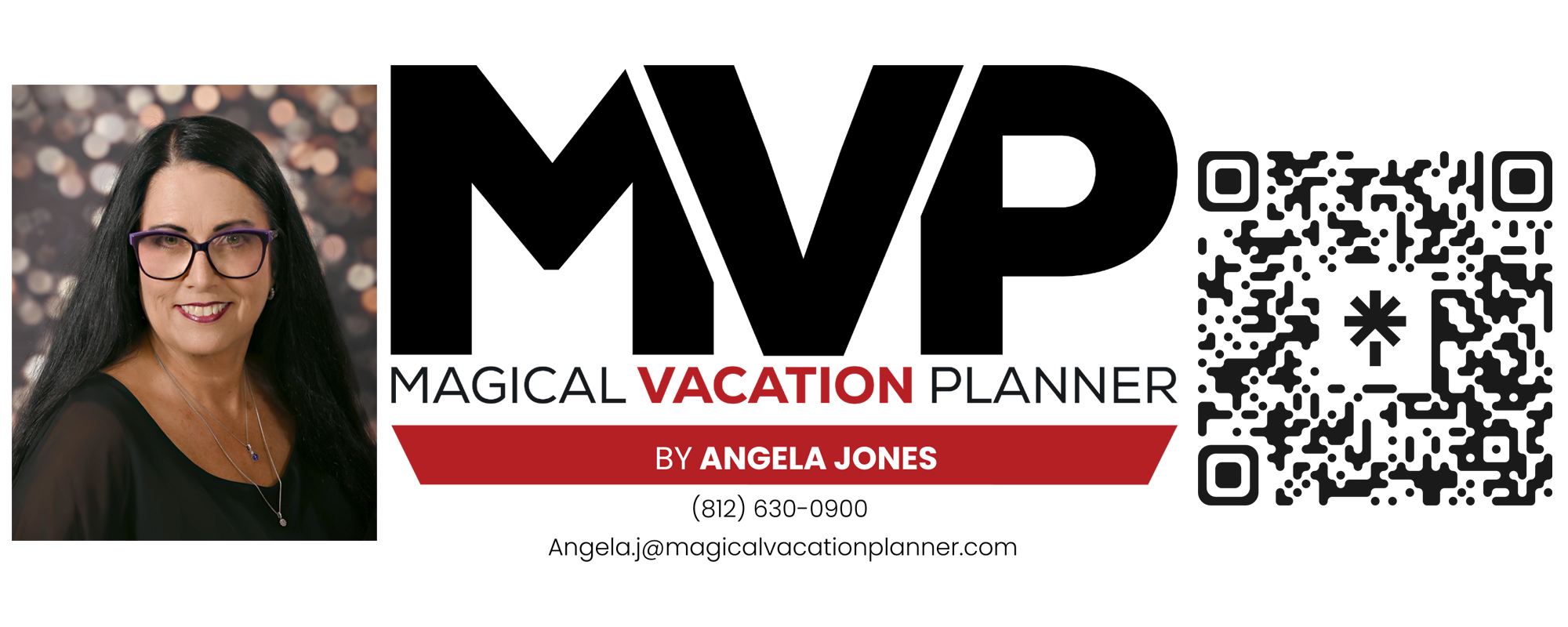 Angela Jones Magical Vacation Planner contact card